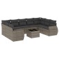 vidaXL Set de sofás de jardín 10 pzas con cojines ratán sintético gris