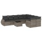 vidaXL Set de sofás de jardín 10 pzas con cojines ratán sintético gris vidaXL Set de sofás de jardín 10 pzas con cojines ratán sintético gris