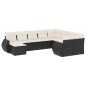 vidaXL Set de sofás de jardín 10 pzas cojines ratán sintético negro vidaXL Set de sofás de jardín 10 pzas cojines ratán sintético negro