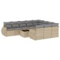 vidaXL Set de sofás de jardín 11pzas con cojines ratán sintético beige