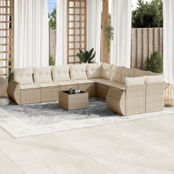 vidaXL Set de sofás de jardín 11pzas con cojines ratán sintético beige