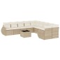 vidaXL Set de sofás de jardín 11pzas con cojines ratán sintético beige vidaXL Set de sofás de jardín 11pzas con cojines ratán sintético beige