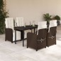 vidaXL Set comedor de jardín 5 piezas y cojines ratán sintético marrón vidaXL Set comedor de jardín 5 piezas y cojines ratán sintético marrón