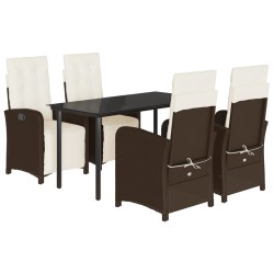 vidaXL Set comedor de jardín 5 piezas y cojines ratán sintético marrón