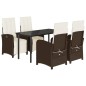 vidaXL Set comedor de jardín 5 piezas y cojines ratán sintético marrón vidaXL Set comedor de jardín 5 piezas y cojines ratán sintético marrón