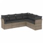 vidaXL Set de muebles de jardín 6 pzas y cojines ratán sintético gris vidaXL Set de muebles de jardín 6 pzas y cojines ratán sintético gris
