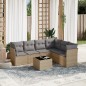vidaXL Set sofás de jardín 7 piezas y cojines ratán sintético beige