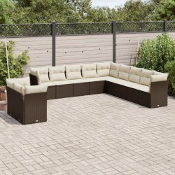 vidaXL Set de sofás de jardín 11 pzas cojines ratán sintético marrón