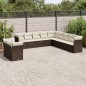 vidaXL Set de sofás de jardín 11 pzas cojines ratán sintético marrón vidaXL Set de sofás de jardín 11 pzas cojines ratán sintético marrón
