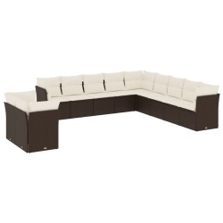 vidaXL Set de sofás de jardín 11 pzas cojines ratán sintético marrón