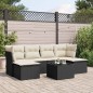 vidaXL Set de comedor de jardín 7 pzas y cojines ratán sintético negro