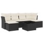 vidaXL Set de comedor de jardín 7 pzas y cojines ratán sintético negro