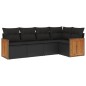 vidaXL Set de muebles de jardín 5 pzas y cojines ratán sintético negro vidaXL Set de muebles de jardín 5 pzas y cojines ratán sintético negro