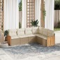 vidaXL Juego de sofás jardín con cojines 6 pzas ratán sintético beige vidaXL Juego de sofás jardín con cojines 6 pzas ratán sintético beige