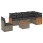 vidaXL Set de sofás de jardín 7 piezas con cojines ratán PE gris vidaXL Set de sofás de jardín 7 piezas con cojines ratán PE gris