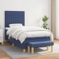 vidaXL Cama box spring con colchón tela azul 90x200 cm