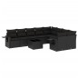 vidaXL Set de sofás de jardín 10 pzas cojines ratán sintético negro vidaXL Set de sofás de jardín 10 pzas cojines ratán sintético negro