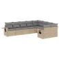 vidaXL Set de sofás de jardín 9 pzas con cojines ratán sintético beige vidaXL Set de sofás de jardín 9 pzas con cojines ratán sintético beige