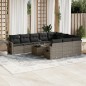 vidaXL Set de sofás de jardín 11 pzas y cojines ratán sintético gris