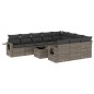 vidaXL Set de sofás de jardín 11 pzas y cojines ratán sintético gris