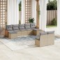 vidaXL Set de sofás de jardín 9 pzas con cojines ratán sintético beige vidaXL Set de sofás de jardín 9 pzas con cojines ratán sintético beige