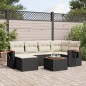 vidaXL Set de comedor de jardín 7 pzas y cojines ratán sintético negro