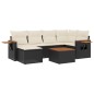 vidaXL Set de comedor de jardín 7 pzas y cojines ratán sintético negro