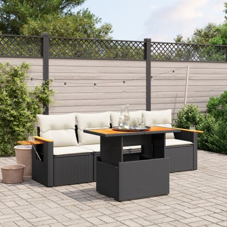 vidaXL Set de muebles de jardín 5 pzas y cojines ratán sintético negro