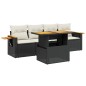 vidaXL Set de muebles de jardín 5 pzas y cojines ratán sintético negro vidaXL Set de muebles de jardín 5 pzas y cojines ratán sintético negro
