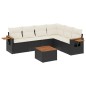 vidaXL Set de comedor de jardín 7 pzas y cojines ratán sintético negro vidaXL Set de comedor de jardín 7 pzas y cojines ratán sintético negro