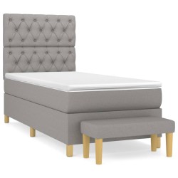 vidaXL Cama box spring con colchón tela gris claro 80x200 cm