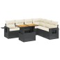 vidaXL Set de comedor de jardín 7 pzas y cojines ratán sintético negro vidaXL Set de comedor de jardín 7 pzas y cojines ratán sintético negro