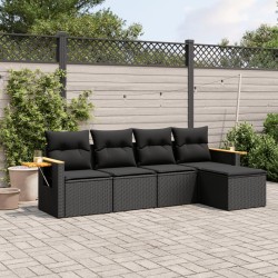 vidaXL Set de muebles de jardín 5 pzas y cojines ratán sintético negro
