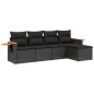 vidaXL Set de muebles de jardín 5 pzas y cojines ratán sintético negro