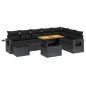 vidaXL Set de sofás de jardín 8 piezas y cojines ratán sintético negro vidaXL Set de sofás de jardín 8 piezas y cojines ratán sintético negro
