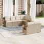 vidaXL Set sofás de jardín 7 piezas y cojines ratán sintético beige vidaXL Set sofás de jardín 7 piezas y cojines ratán sintético beige