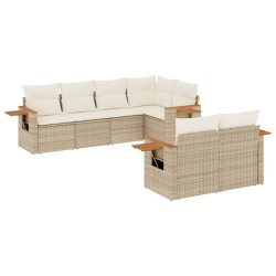vidaXL Set sofás de jardín 7 piezas y cojines ratán sintético beige