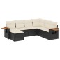 vidaXL Set de comedor de jardín 7 pzas y cojines ratán sintético negro vidaXL Set de comedor de jardín 7 pzas y cojines ratán sintético negro