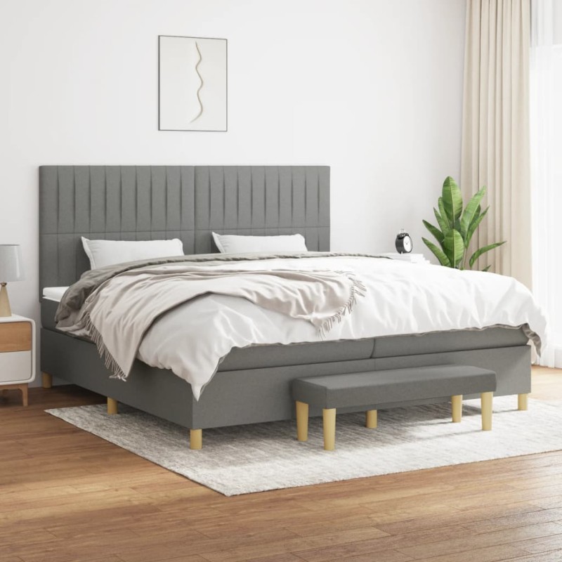 vidaXL Cama box spring con colchón tela gris oscuro 200x200 cm vidaXL Cama box spring con colchón tela gris oscuro 200x200 cm