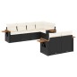 vidaXL Set de comedor de jardín 7 pzas y cojines ratán sintético negro vidaXL Set de comedor de jardín 7 pzas y cojines ratán sintético negro