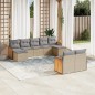 vidaXL Set de sofás de jardín 9 pzas con cojines ratán sintético beige vidaXL Set de sofás de jardín 9 pzas con cojines ratán sintético beige