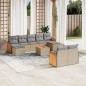 vidaXL Juego de sofás jardín con cojines beige 10 pzas ratán sintético