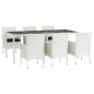 vidaXL Set comedor de jardín 7 pzas con cojines ratán sintético blanco vidaXL Set comedor de jardín 7 pzas con cojines ratán sintético blanco