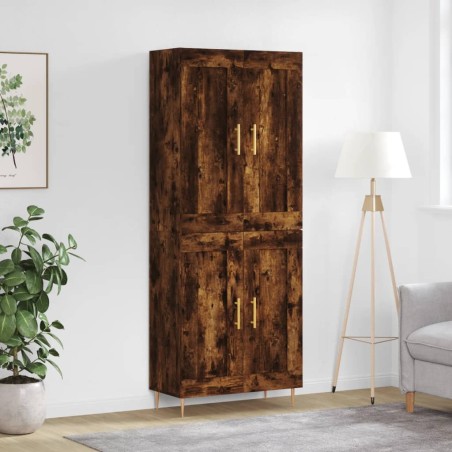 vidaXL Aparador alto madera contrachapada roble ahumado 69,5x34x180 cm