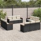 vidaXL Set de sofás de jardín 12 piezas cojines ratán sintético negro vidaXL Set de sofás de jardín 12 piezas cojines ratán sintético negro
