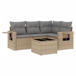 vidaXL Juego de sofás jardín con cojines 5 pzas ratán sintético beige