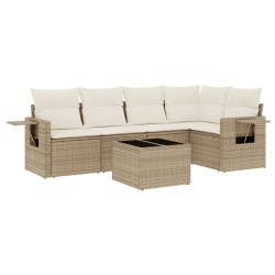 vidaXL Juego de sofás jardín con cojines 6 pzas ratán sintético beige
