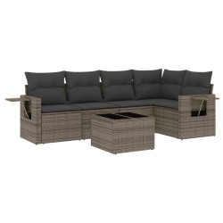 vidaXL Set de muebles de jardín 6 pzas y cojines ratán sintético gris