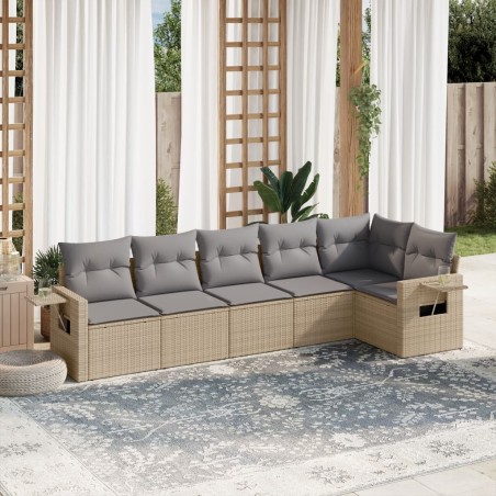 vidaXL Juego de sofás jardín con cojines 6 pzas ratán sintético beige