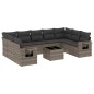 vidaXL Set de sofás de jardín 10 pzas con cojines ratán sintético gris vidaXL Set de sofás de jardín 10 pzas con cojines ratán sintético gris